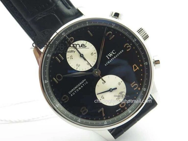 MIROTIME 0313 Modern Portuguese IW371404 ZF V3 1:1 Best Edition SS Black Dial On Black Leather Strap A 7267